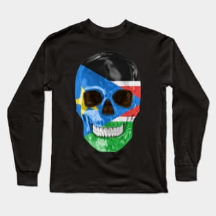 South Sudan Flag Skull - Gift for South Sudanese With Roots From South Sudan Long Sleeve T-Shirt